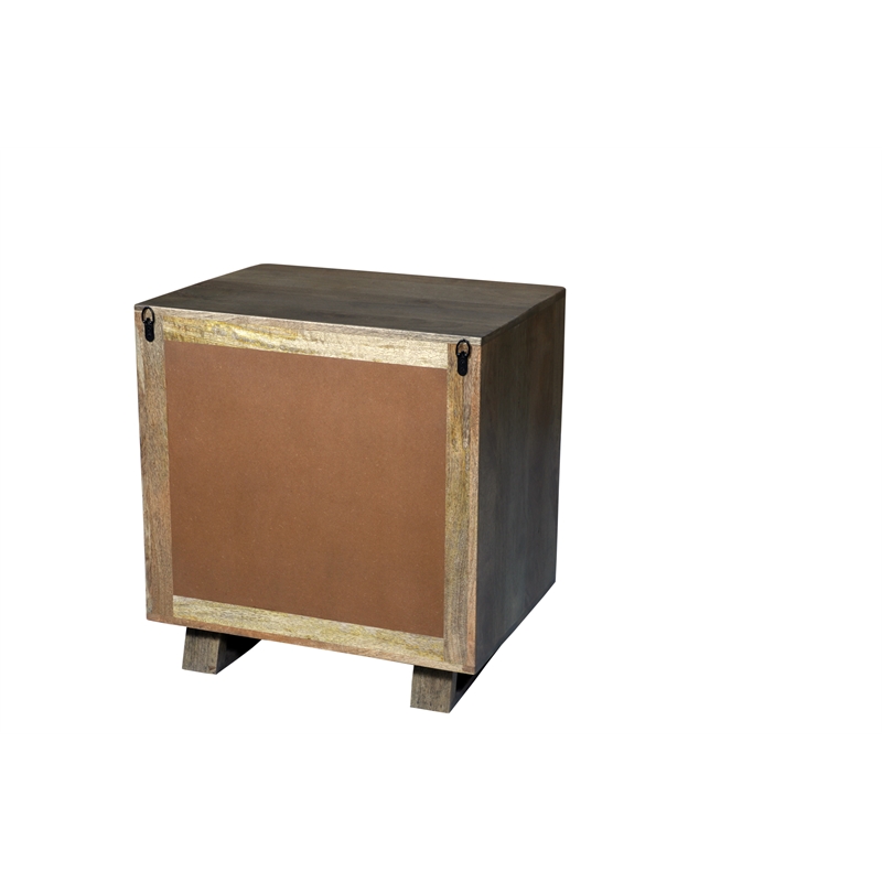Pemberly Row Modern Carved Solid Wood Nightstand with 2 Drawers in Dark Brown