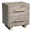 Pemberly Row Modern Carved Solid Wood Nightstand with 2 Drawers in Gray Wash