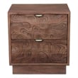 Pemberly Row Modern Carved Solid Wood Nightstand with 2 Drawers in Dark Brown