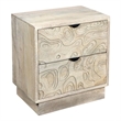 Pemberly Row Modern Carved Solid Wood Nightstand with 2 Drawers in Gray Wash