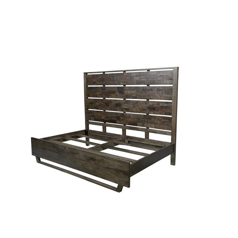 Pemberly Row King Size Panel Bed Handcrafted from Solid Wood in Dark Brown