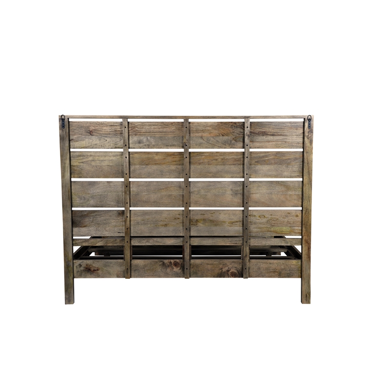 Pemberly Row King Size Panel Bed Handcrafted from Solid Wood in Dark Brown