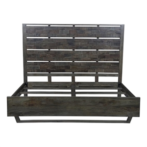 Pemberly Row King Size Panel Bed Handcrafted from Solid Wood in Dark Brown