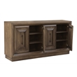 Pemberly Row Carved Handcrafted Solid Wood Sideboard with 4 Doors in Brown