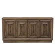 Pemberly Row Carved Handcrafted Solid Wood Sideboard with 4 Doors in Brown