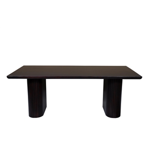 Pemberly Row Rectangular Wood Dining Table on Double Pedestal Base in Dark Brown