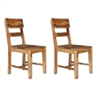 Pemberly Row Set of 2 Brown Solid Wood Dining Chairs with Ladder Back