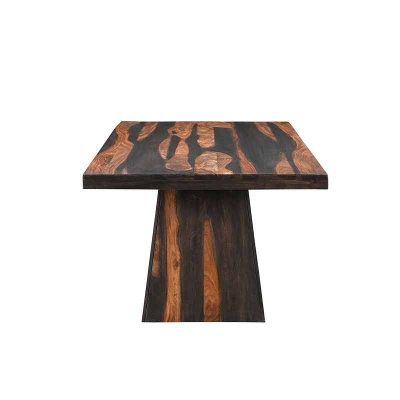 Pemberly Row Dark Brown Wood 7-Piece Dining Set with Live Edge Table and Chairs