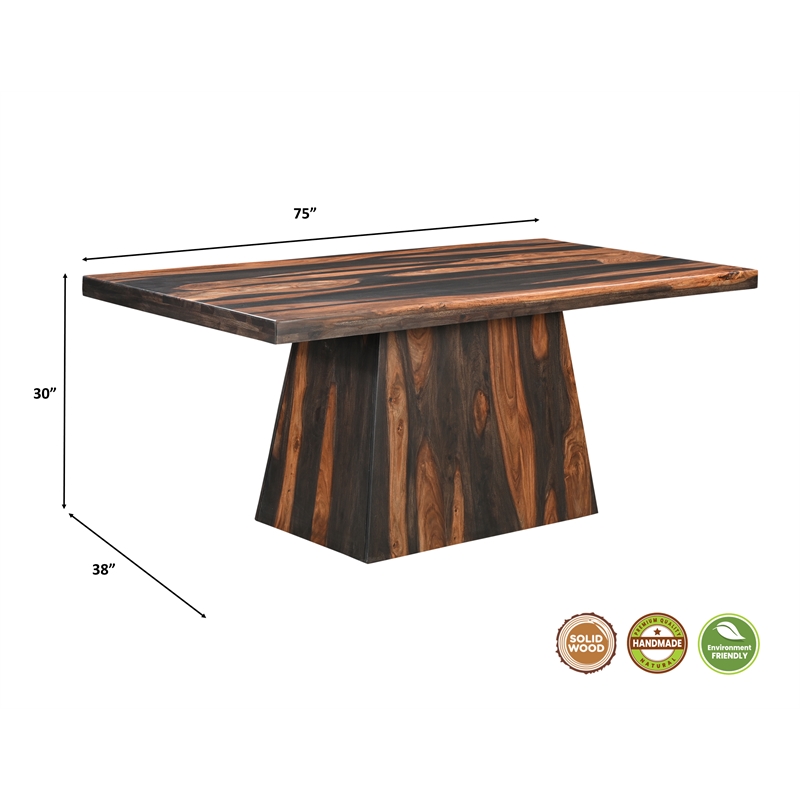 Pemberly Row Dark Brown Wood 7-Piece Dining Set with Live Edge Table and Chairs