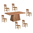 Pemberly Row Brown Solid Wood 7-Piece Dining Set with Live Edge Table and Chairs