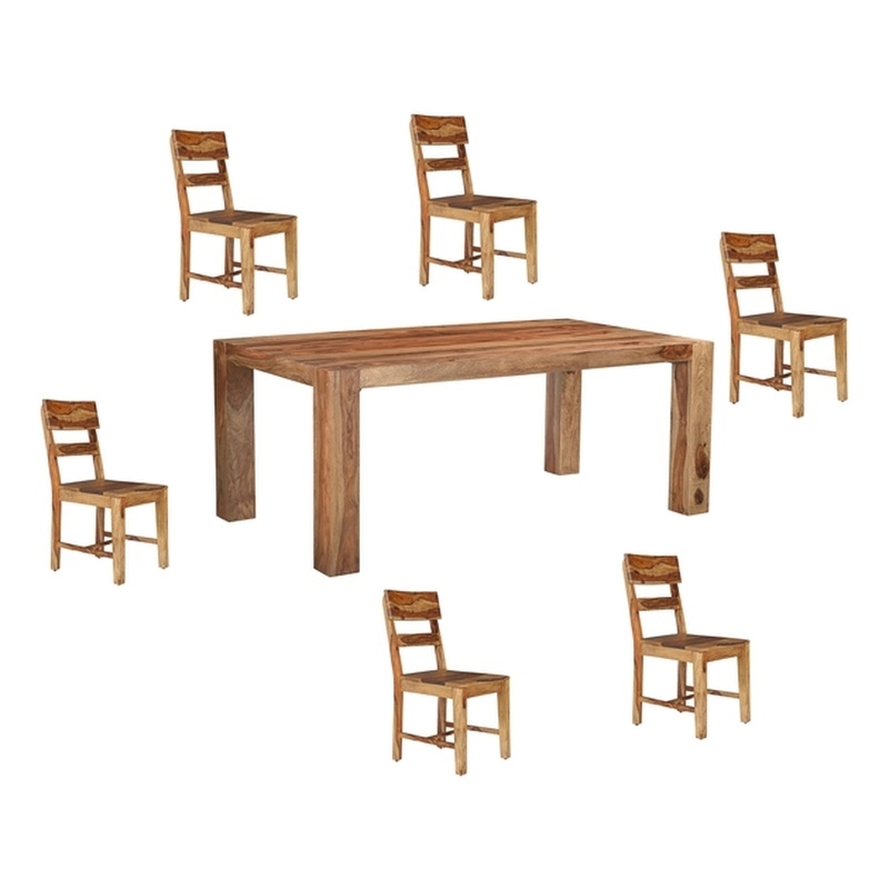 Pemberly Row Brown Wood 7-Piece Dining Set with Rectangular Table and Chairs
