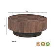 Pemberly Row Round Wood Coffee Table Mango Wood Dark Brown Top with Dark Base