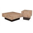 Pemberly Row 2-Piece Wood Living Room Set Square Coffee and End Tables Brown