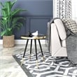 Pemberly Row Contemporary Iron Stainless Steel Glass and MDF End Table in Black