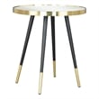 Pemberly Row Contemporary Iron Stainless Steel Glass and MDF End Table in Black