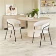 Pemberly Row Shearling Fabric Polyester Upholstered Dining Chair in Cream/Black