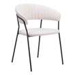 Pemberly Row Shearling Fabric Polyester Upholstered Dining Chair in Cream/Black