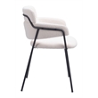 Pemberly Row Shearling Fabric Polyester Upholstered Dining Chair in Cream/Black