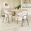 Pemberly Row Shearling Fabric Polyester Upholstered Dining Chair in Cream/Black
