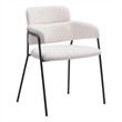 Pemberly Row Shearling Fabric Polyester Upholstered Dining Chair in Cream/Black