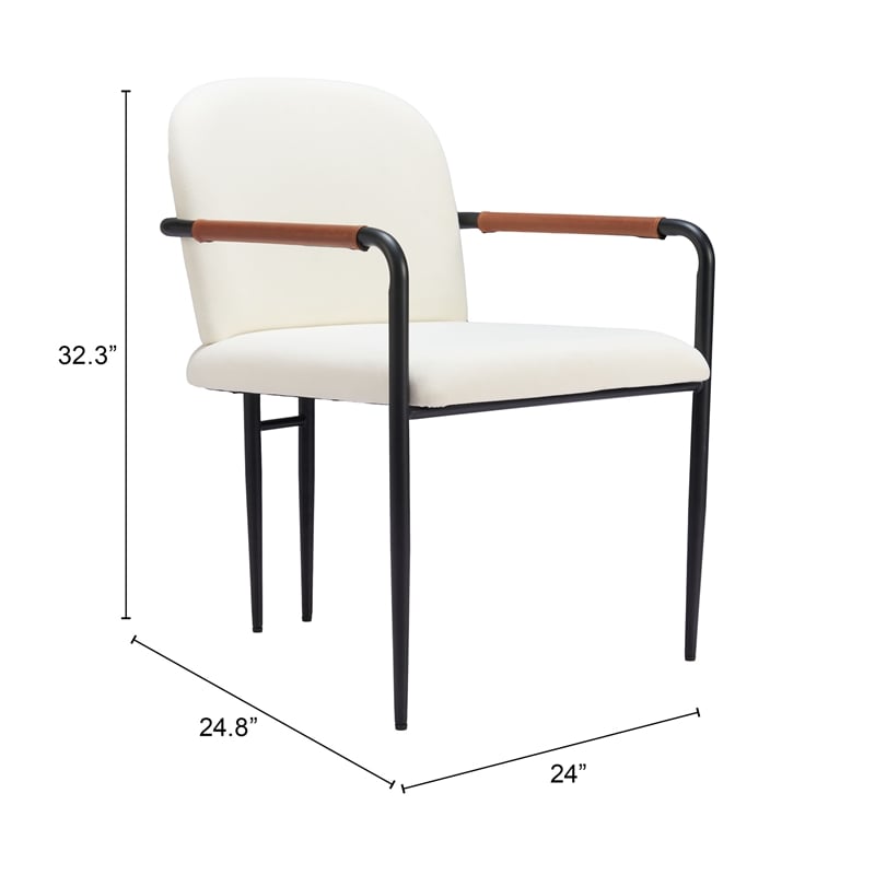 Pemberly Row Performance Fabric Upholstered Dining Chair in Cream/Black/Brown