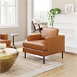 Pemberly Row Contemporary Plush Faux Leather Upholstered Armchair in Brown/Black