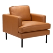 Pemberly Row Contemporary Plush Faux Leather Upholstered Armchair in Brown/Black