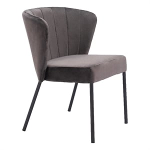 Pemberly Row Contemporary Soft Velvet Upholstered Dining Chair in Gray/Black