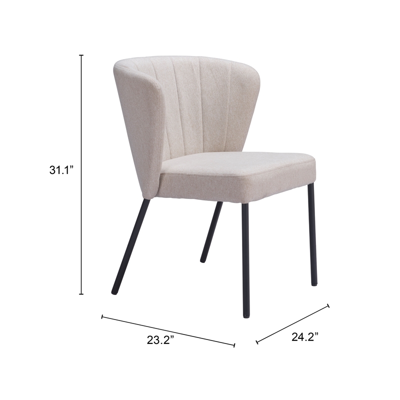 Pemberly Row Polyester Linen Fabric Upholstered Dining Chair in Beige/Black