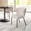Pemberly Row Polyester Linen Fabric Upholstered Dining Chair in Beige/Black