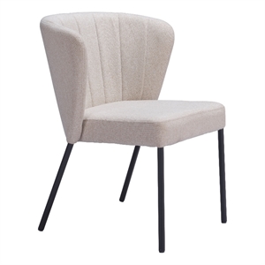 Pemberly Row Polyester Linen Fabric Upholstered Dining Chair in Beige/Black