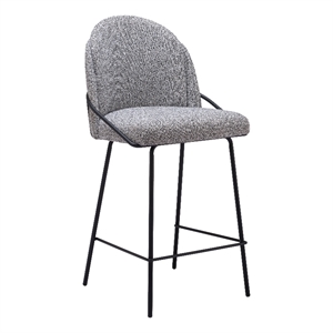 Pemberly Row Fabric Upholstered 26.4&quotH Counter Stool in Gray and Black
