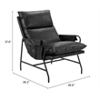 Pemberly Row Contemporary Plush Faux Leather Upholstered Accent Chair in Black