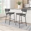 Pemberly Row Contemporary Plush Faux Leather Upholstered Counter Stool in Black