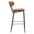 Pemberly Row Contemporary Plush Faux Leather Upholstered Barstool in Brown/Black