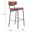 Pemberly Row Contemporary Plush Faux Leather Upholstered Barstool in Brown/Black