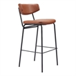 Pemberly Row Contemporary Plush Faux Leather Upholstered Barstool in Brown/Black