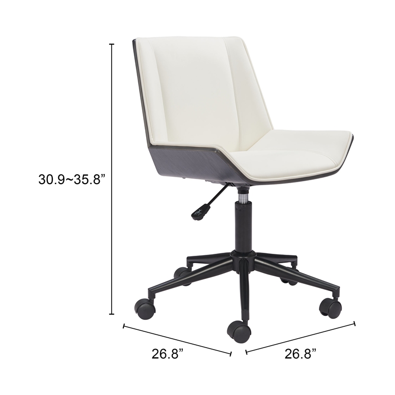 Pemberly Row Contemporary Engineered Wood Office Chair White