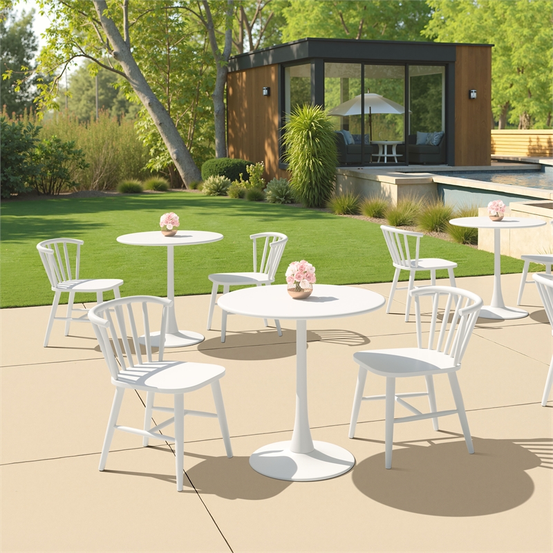Pemberly Row Contemporary Aluminum Outdoor Dining Chair White