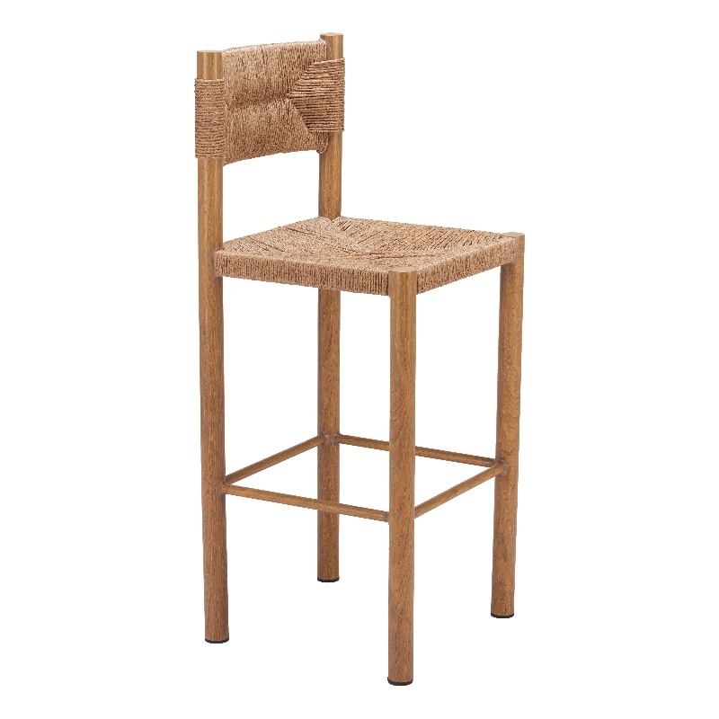 Pemberly Row Contemporary Assembled Aluminum Outdoor Barstool Natural