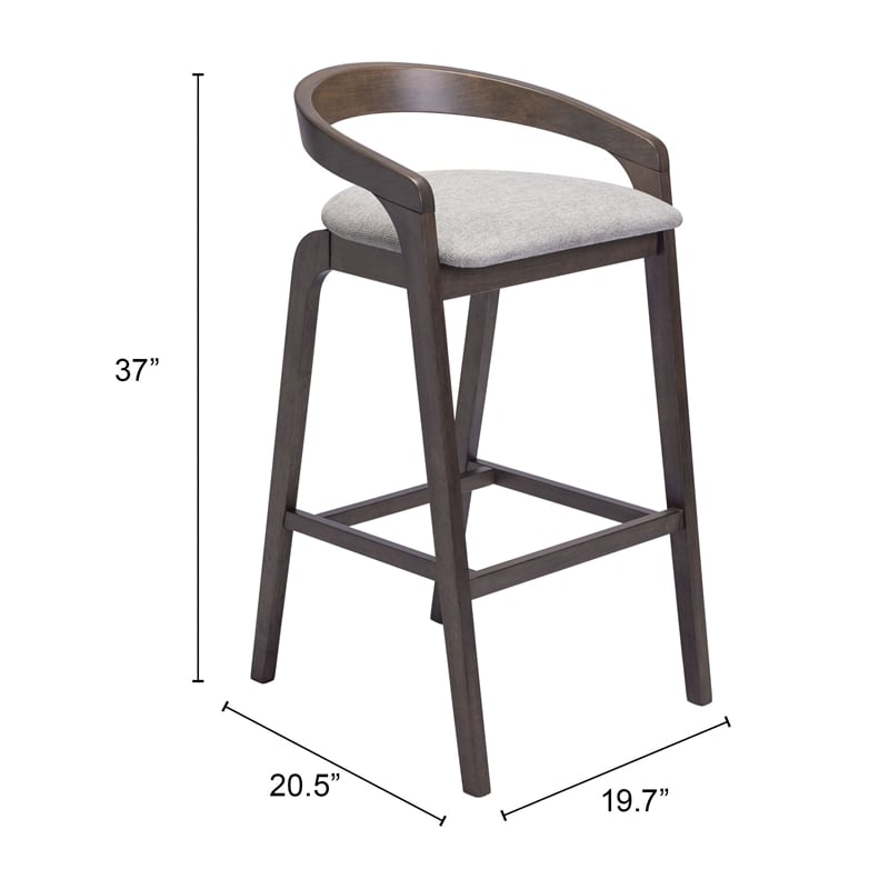 Pemberly Row Contemporary Solid Wood Barstool Dove Gray & Espresso