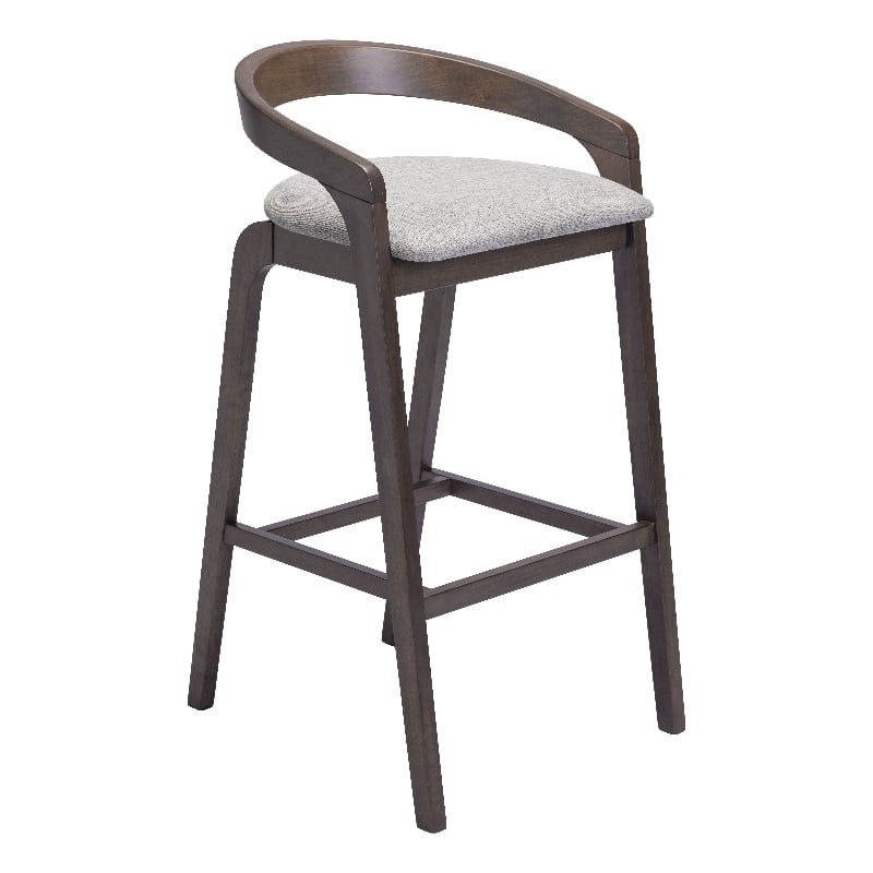 Pemberly Row Contemporary Solid Wood Barstool Dove Gray & Espresso
