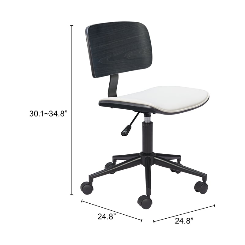 Pemberly Row Contemporary Engineered Wood Office Chair White & Black