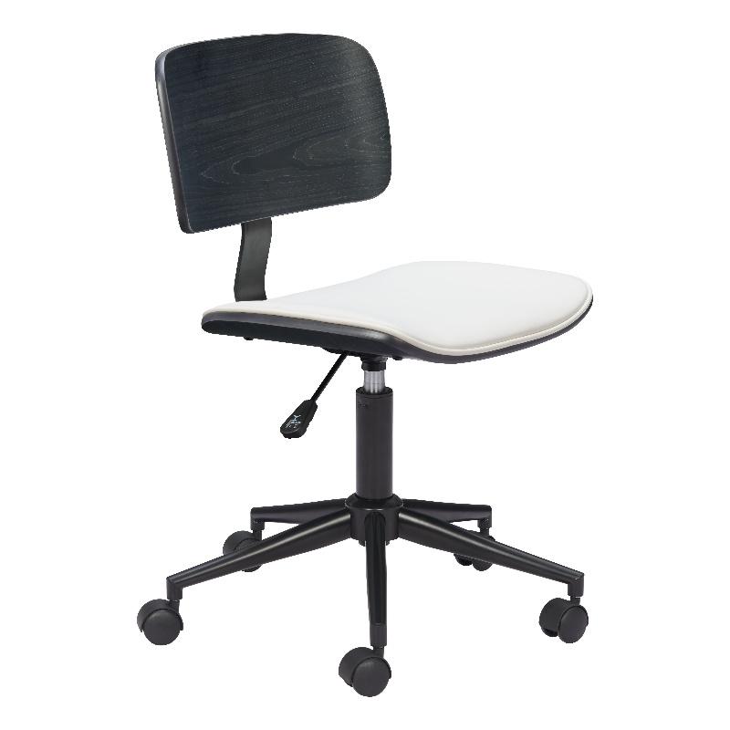 Pemberly Row Contemporary Engineered Wood Office Chair White & Black