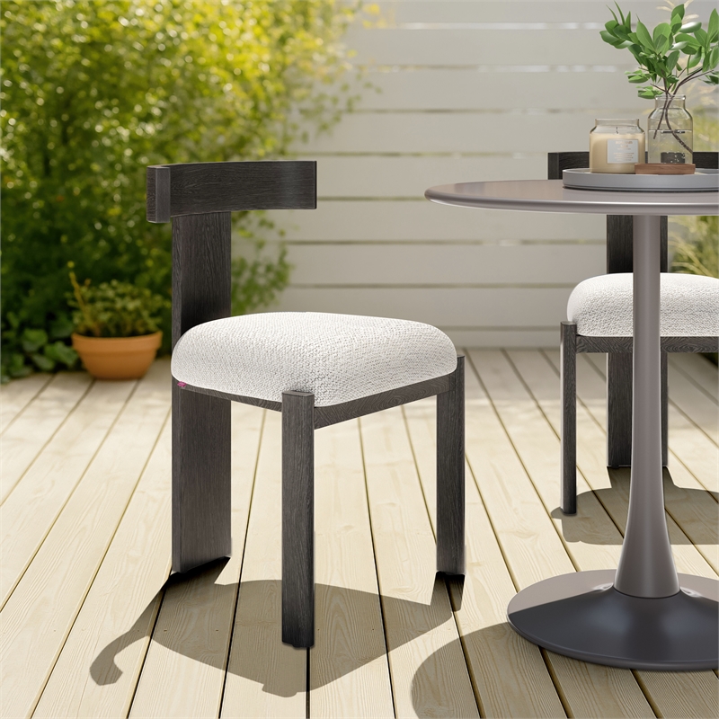 Pemberly Row Contemporary Outdoor Dining Chair Black & Beige