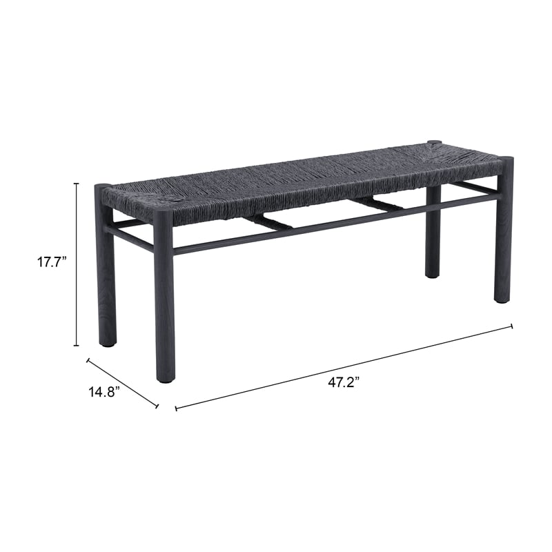 Pemberly Row Contemporary Assembled Aluminum Outdoor Bench Black