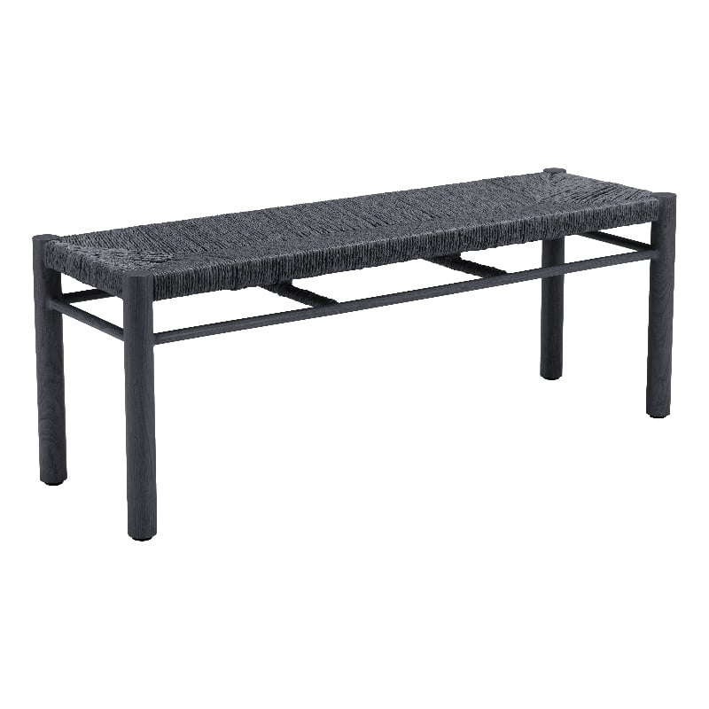 Pemberly Row Contemporary Assembled Aluminum Outdoor Bench Black