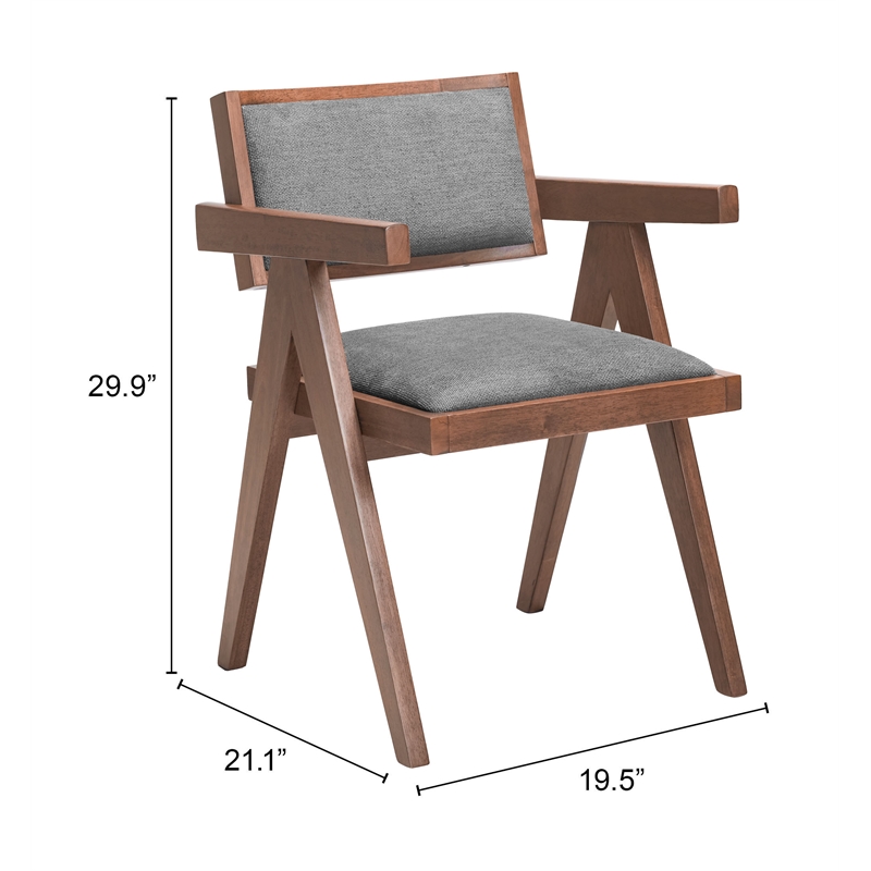 Pemberly Row Contemporary Solid Wood Dining Chair Gray & Walnut