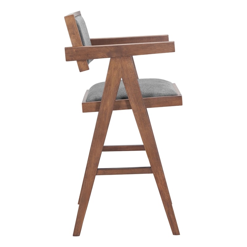Pemberly Row Contemporary Solid Wood Counter Stool Gray & Walnut