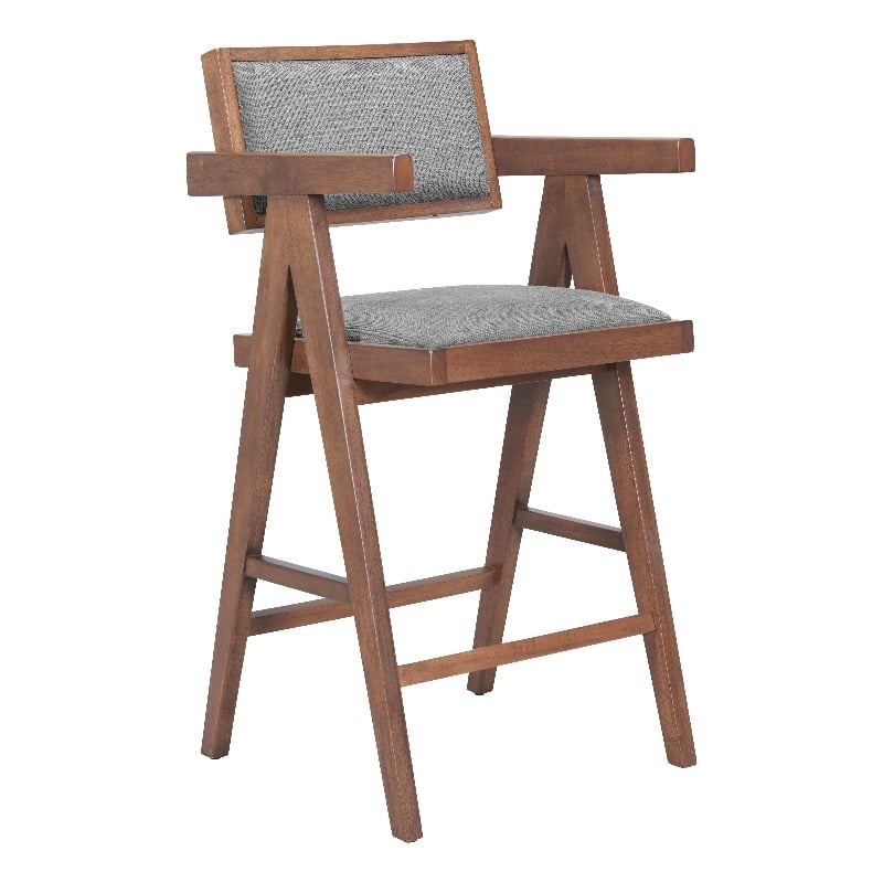 Pemberly Row Contemporary Solid Wood Counter Stool Gray & Walnut